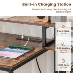 Costway 170Cm Computer Desk Monitor Stand Writing Table W/ Power Outlets - thumbnail 7