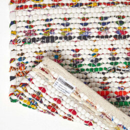 Homescapes Handwoven Multi Coloured 100% Cotton Diamond Chindi Rug, 66 X 200 Cm - thumbnail 5