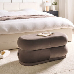 Wyld And Coco Plush Velvet Upholstered Bed Bench, Dark Brown, Compact Rectangular 90 X 41 X 40 Cm - thumbnail 2