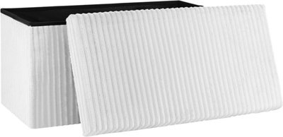 Storage Ottoman Padded Foldable Bench Chest With Lid Holds Up To 100 Kg For Bedroom Room Off-White Corduroy 76Cm X 38 Cm X 38 Cm - image 1