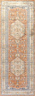 Livabliss Lillian-Washable Orange Brown Traditional Vintage Boho Living Dining Rug 80 X 220 Cm Easy Care, Non Shedding - image 1