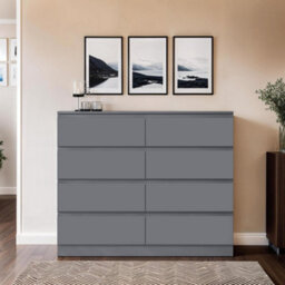 Fwstyle Carlton Dark Grey 8 Drawer Chest (H) 99Cm (W) 110Cm (D) 40Cm - thumbnail 2