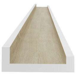 Berkfield Wall Shelves 2 Pcs White And Sonoma Oak 115X9X3 Cm - thumbnail 6