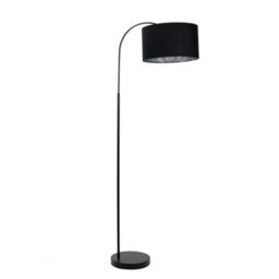 Valuelights Curva Black Arched Floor Lamp With Black Velvet / Chrome Inner Shade And Bulb - thumbnail 3