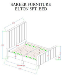 Sareer Furniture Elton Bed Bed Frame In A Box, Contemporary Grey Upholstered Bed Frame With Headboard 4Ft6 Double - thumbnail 9