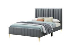Sareer Furniture Elton Bed Bed Frame In A Box, Contemporary Grey Upholstered Bed Frame With Headboard 4Ft6 Double - thumbnail 2