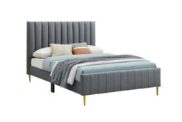 Sareer Furniture Elton Bed Bed Frame In A Box, Contemporary Grey Upholstered Bed Frame With Headboard 4Ft6 Double - thumbnail 3