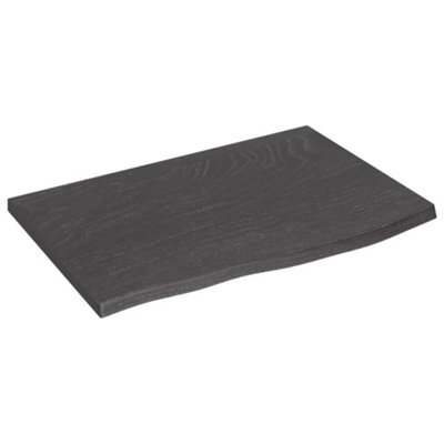 Berkfield Wall Shelf Dark Grey 60X40X2 Cm Treated Solid Wood Oak - image 1