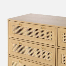 Sweeek - Chest Of Drawers Wood And Cane Decoration 6 Drawers Natural 120X40X80 Cm - Judith - thumbnail 4