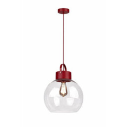 Luminosa Lighting Luminosa Hanson Dome Pendant Ceiling Light Burgundy Clear Glass Shade 1X E27 - thumbnail 1