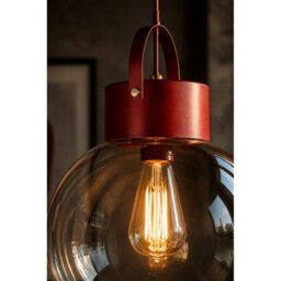 Luminosa Lighting Luminosa Hanson Dome Pendant Ceiling Light Burgundy Clear Glass Shade 1X E27 - thumbnail 3
