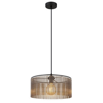 Luminosa Lighting Luminosa Leeds Cylindrical Pendant Ceiling Light Matt Black 1X E27 - image 1