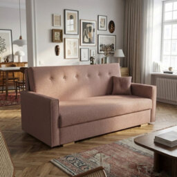 Viva Sonic Iv Sofa Bed With Storage Compartment Chipboard Frame Polyurethane Foam Wooden Legs 173X100X85Cm Pink - thumbnail 2