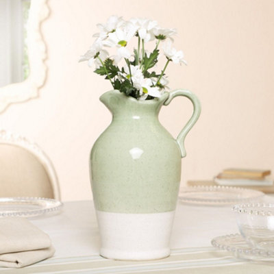 Dibor Sage Green And White Two Tone Table Decoration Pitcher Jug Flower Vase H27 X W19Cm - image 1