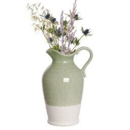 Dibor Sage Green And White Two Tone Table Decoration Pitcher Jug Flower Vase H27 X W19Cm - thumbnail 2