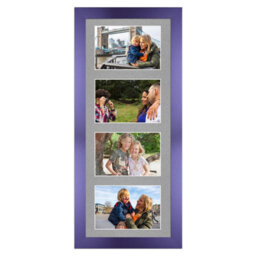 AK Frames 50X20Cm Purple Modern Multi Photo Frame With Silver Mount - Holds 4 Apertures (4X) 6X4 Photos