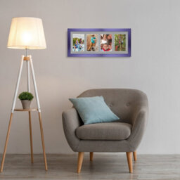 AK Frames 50X20Cm Purple Modern Multi Photo Frame With Silver Mount - Holds 4 Apertures (4X) 6X4 Photos - thumbnail 3
