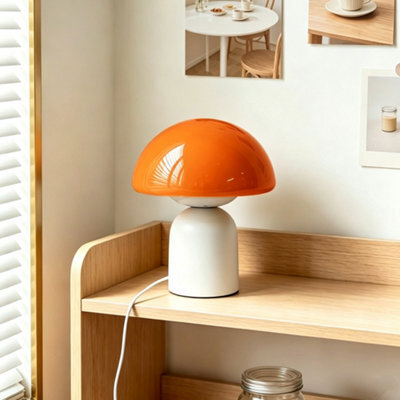 Mood Lamp Controlled Mushroom Table Lamp Dimmable Led, Bedside Night Light, Sustainable Recycled Modern Patio Lamp Orange - image 1