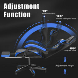 Onemill Ergonomic Gaming Chair With With Footrest, Height-Adjustable Office & Computer Chair(Black-Blue) - thumbnail 6