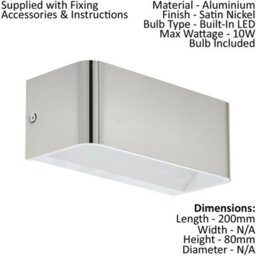 2 Pack Satin Nickel Led Wall Lights - Modern Interior Sconces With 10W Bulbs - thumbnail 2