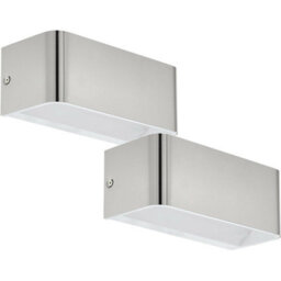 2 Pack Satin Nickel Led Wall Lights - Modern Interior Sconces With 10W Bulbs - thumbnail 1