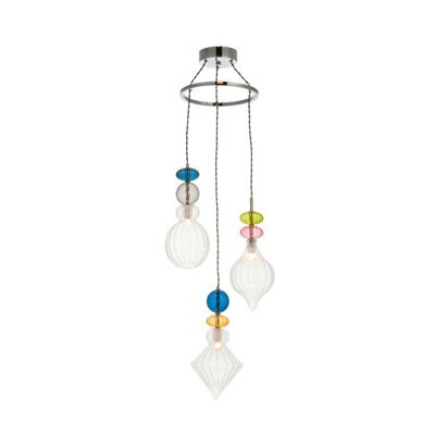 Luminosa Lighting Luminosa April Plate Pendant Ceiling Lamp, Chrome Plate,, Multi Coloured Glass - image 1