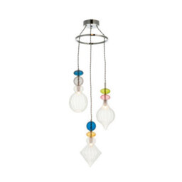 Luminosa Lighting Luminosa April Plate Pendant Ceiling Lamp, Chrome Plate,, Multi Coloured Glass - thumbnail 1
