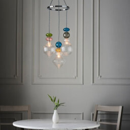 Luminosa Lighting Luminosa April Plate Pendant Ceiling Lamp, Chrome Plate,, Multi Coloured Glass - thumbnail 3