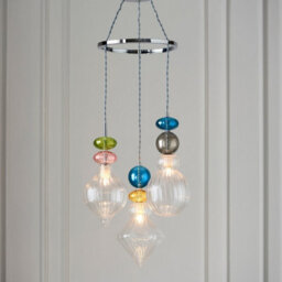Luminosa Lighting Luminosa April Plate Pendant Ceiling Lamp, Chrome Plate,, Multi Coloured Glass - thumbnail 2