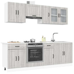 Berkfield 8 Piece Kitchen Cabinet Set Kalmar Grey Sonoma Engineered Wood - thumbnail 1