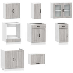 Berkfield 8 Piece Kitchen Cabinet Set Kalmar Grey Sonoma Engineered Wood - thumbnail 4
