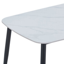 Core Products Aspen Rectangular Dining Table With Gloss White Sintered Stone Top And Black Tapered Legs - 75 X 140 X 80Cm - thumbnail 3