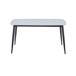 Core Products Aspen Rectangular Dining Table With Gloss White Sintered Stone Top And Black Tapered Legs - 75 X 140 X 80Cm - thumbnail 2