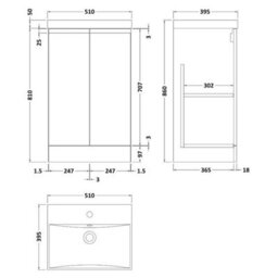Dezine Yukon 500mm Satin Blue Floor Standing Vanity Unit, With Top Drawer - thumbnail 2