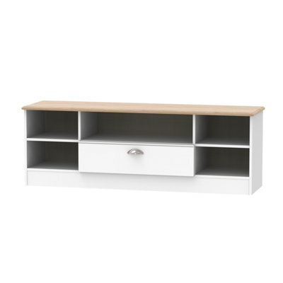Albert Wide 1 Drawer Tv & Media Unit In White Ash & Oak (Ready Assembled)