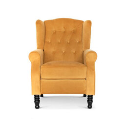 Velvet Gold Manual Recliner Wingback Chair - thumbnail 4