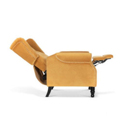 Velvet Gold Manual Recliner Wingback Chair - thumbnail 7