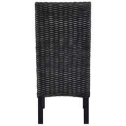 Vidaxl Dining Chairs 2 Pcs Black Kubu Rattan And Mahogany Wood - thumbnail 5