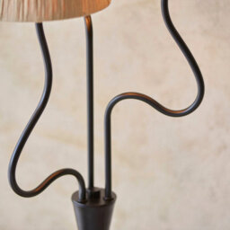 Loops Elegant 2 Pack Of 1560mm Tall Floor Lamps In Matte Black And Natural Raffia - thumbnail 5