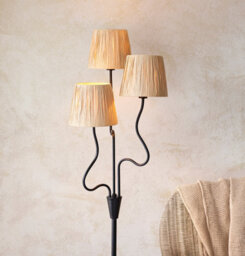 Loops Elegant 2 Pack Of 1560mm Tall Floor Lamps In Matte Black And Natural Raffia - thumbnail 4