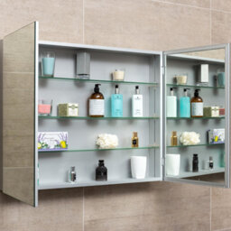 Plum&clay Marvel Bathroom Double Mirrored Wall Cabinet (H)703mm (W)900mm - thumbnail 5