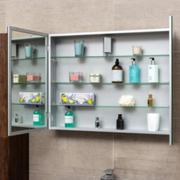 Plum&clay Marvel Bathroom Double Mirrored Wall Cabinet (H)703mm (W)900mm - thumbnail 6