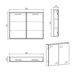 Plum&clay Marvel Bathroom Double Mirrored Wall Cabinet (H)703mm (W)900mm - thumbnail 3