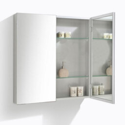 Plum&clay Marvel Bathroom Double Mirrored Wall Cabinet (H)703mm (W)900mm - thumbnail 2
