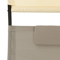 Walplus Double Sun Lounger With Canopy Textilene Taupe And Cream - thumbnail 6