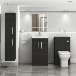 Royal Bathrooms Turin Hale Black 500mm Floor Standing Vanity Unit 2 Door With Mid-Edge Basin Sink - thumbnail 2