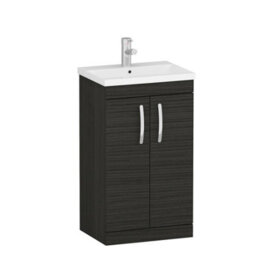 Royal Bathrooms Turin Hale Black 500mm Floor Standing Vanity Unit 2 Door With Mid-Edge Basin Sink - thumbnail 6