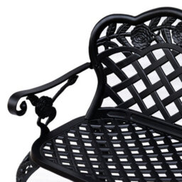 Outsunny Garden Bench Park Chair Cast Aluminium Outdoor 2-Seater Outdoor Black - thumbnail 8