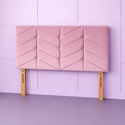 Comfy Deluxe 4Ft6 Double Rose Pink Plush Velvet 20Inch Headboard