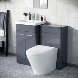 Nes Home Afern 500mm Vanity Unit, Wc Unit And Round Back To Wall Toilet Steel Grey - thumbnail 4